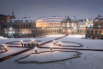 Buildings in city at winter