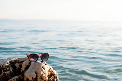 Close-up of turtle in sea against sky