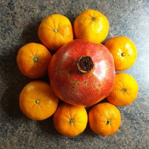 High angle view of oranges on table