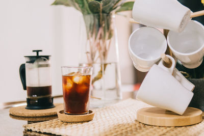 Close-up of coffee cup on table