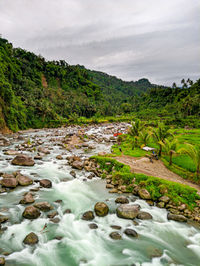 Scenic view of river stream against sky