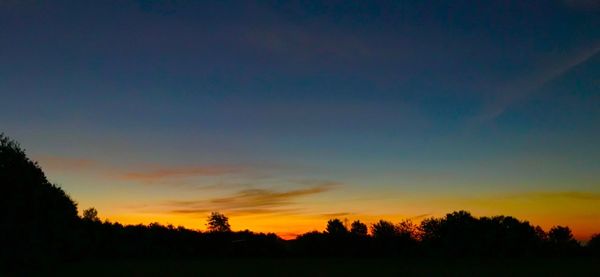 Silhouette trees against sky during sunset