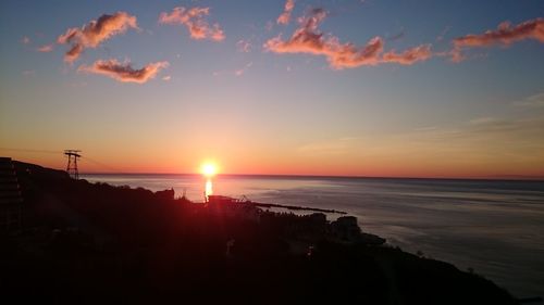 Scenic view of sea against sky at sunset