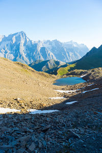 Scenic view of mountains against sky