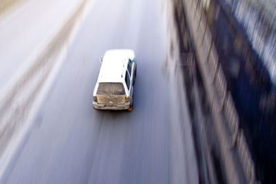 High angle view of car on road