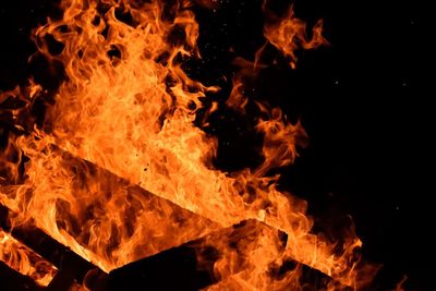 Close-up of bonfire at night