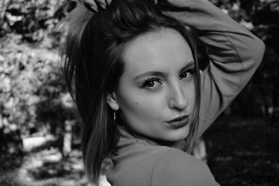 Close-up portrait of a young woman