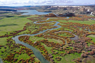 High angle view of land