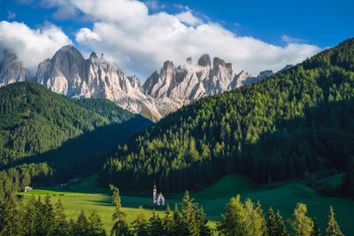 Panoramic view of lake and mountains against sky