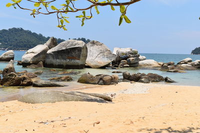 Scenic view of sea against clear sky