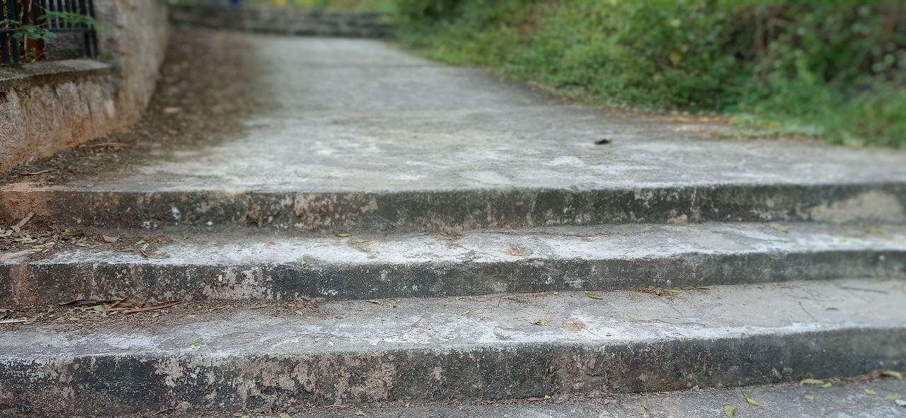 SURFACE LEVEL VIEW OF FOOTPATH BY STREET