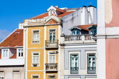 Architecture of the antique buildings at lisbon city center