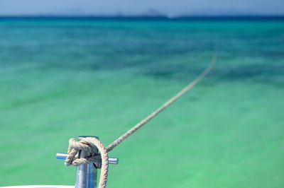 View of rope tied to sea