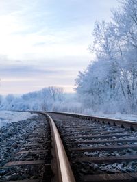 Railroad track against sky