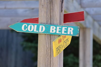 Close-up of road sign