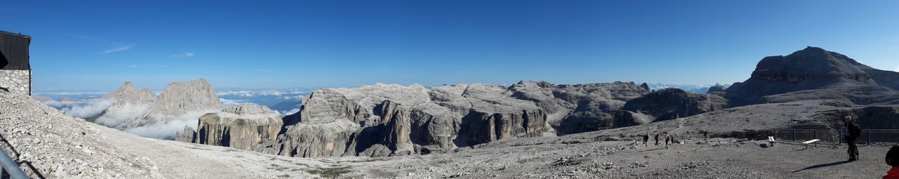 Panoramic view of rocky mountains against sky