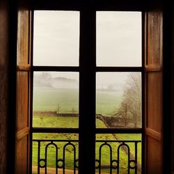 View of building through window