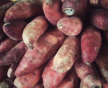 Full frame shot of sweet potatoes at market stall