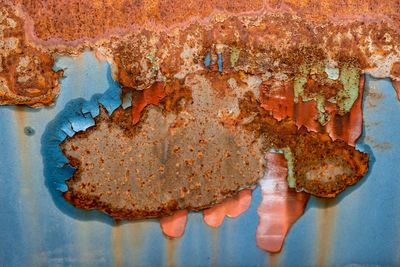 Close-up of rusty metal against wall