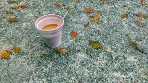High angle view of coffee cup