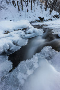 Frozen lake against sky