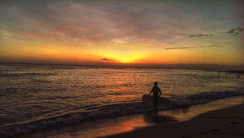 Scenic view of sea during sunset