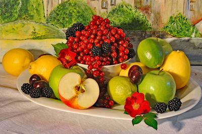 Close-up of fruits on table