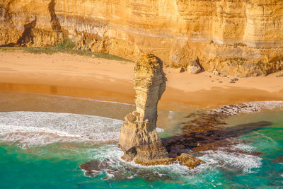 Scenic view of rock formation in water