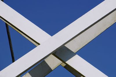 Low angle view of building against clear blue sky