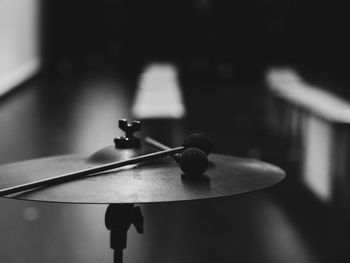 Close-up of musical instrument in darkroom