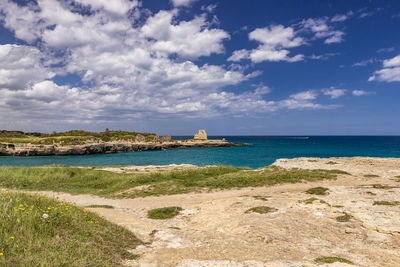 Scenic view of beach against sky