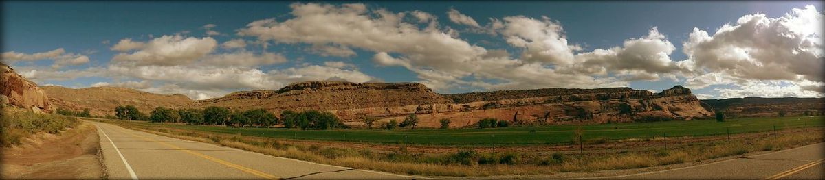 Scenic view of landscape against cloudy sky