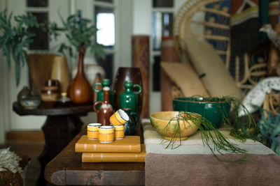 Close-up of fruits on table at home