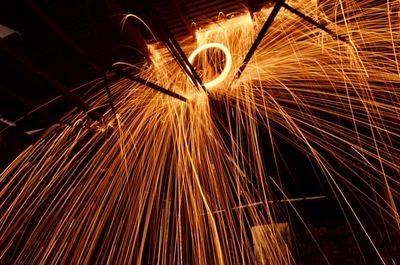 Blurred motion of illuminated lights at night