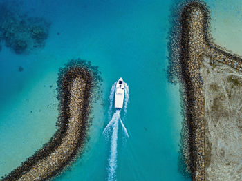 High angle view of swimming pool in sea