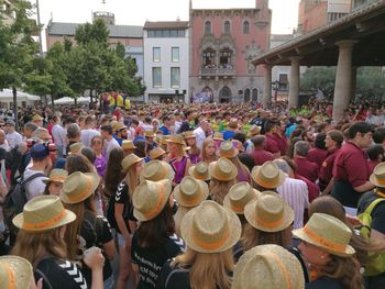 Group of people in front of building