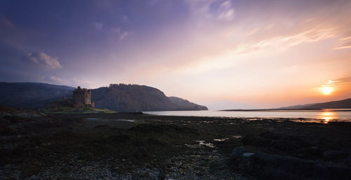 Scenic view of sea at sunset