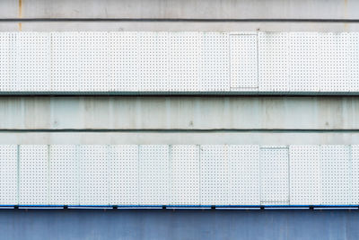 Full frame shot of railing against building