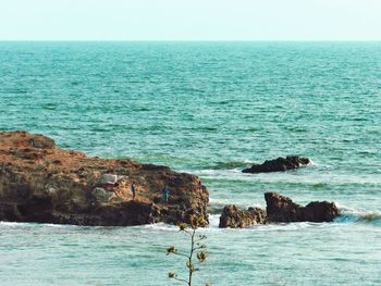 Scenic view of sea against clear sky