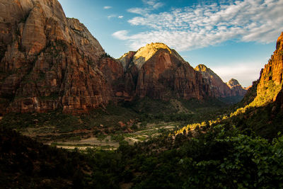 Panoramic view of mountains against sky