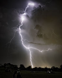 Lightning in sky at night