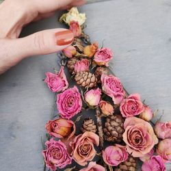 Close-up of hand holding rose bouquet