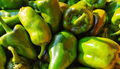 Full frame shot of bell peppers for sale in market