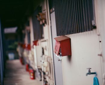 Close-up of red door