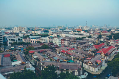 High angle view of townscape against sky