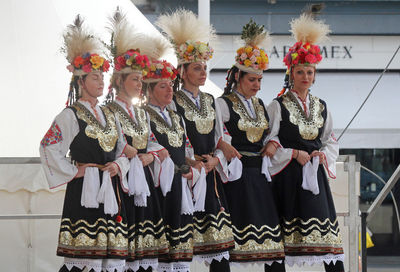Women standing during traditional festival