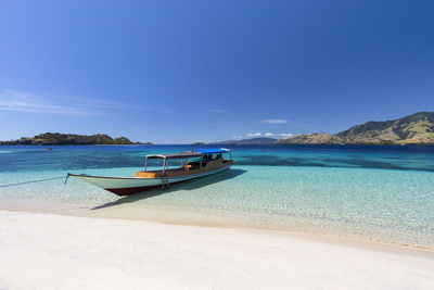 Scenic view of sea against blue sky