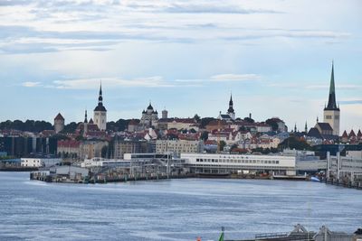 View of buildings in city during winter