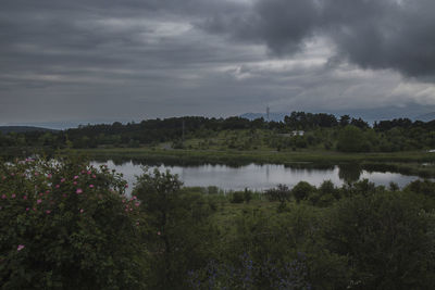 Scenic view of lake against sky