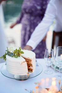 Midsection of woman having food